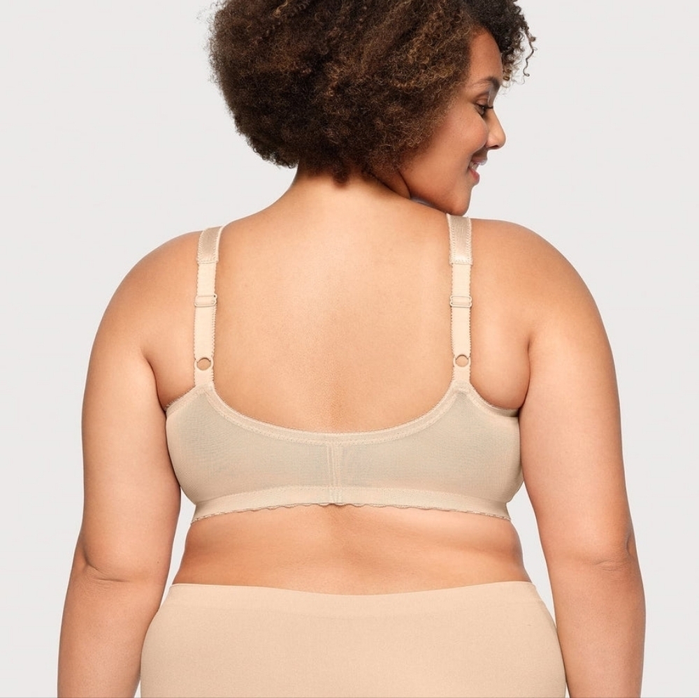 Glamorise wire free wireless front closure tan nude bra sz 48 C new WL187 - Picture 2 of 7